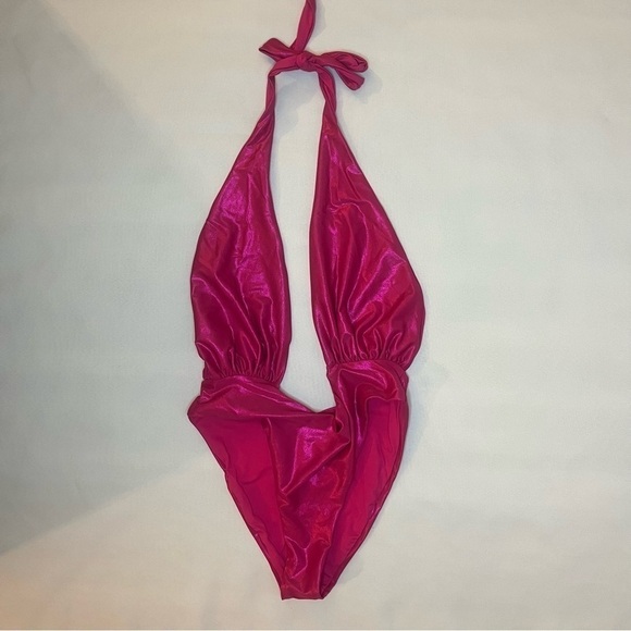 Urban Outfitters Out From Under Marina Metallic Pink One Piece Swimsuit Sz M NWT - Picture 4 of 16